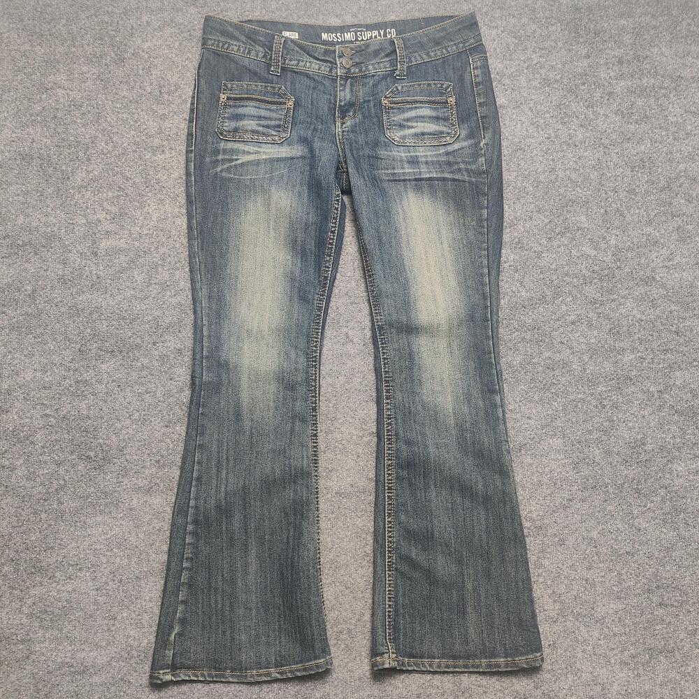 Mossimo Supply Co Jeans Juniors 15 Medium Wash Blue Mid Rise Flare Stretch Denim